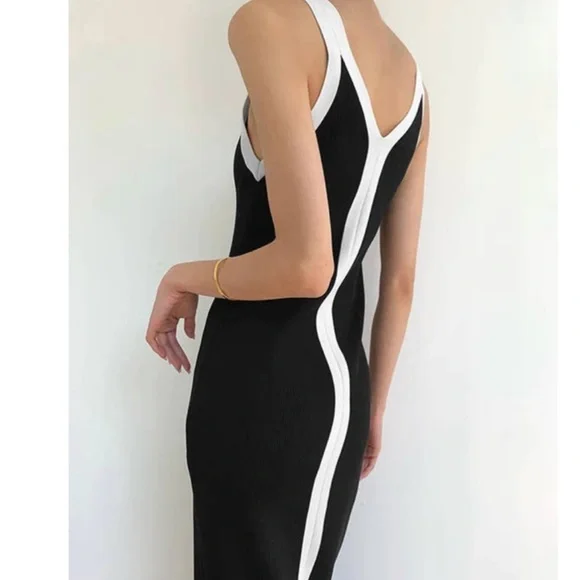 Commense Elegant Black and White Sleeveless Dress SzM NWT HOST PICK!ππ - Picture 4 of 7